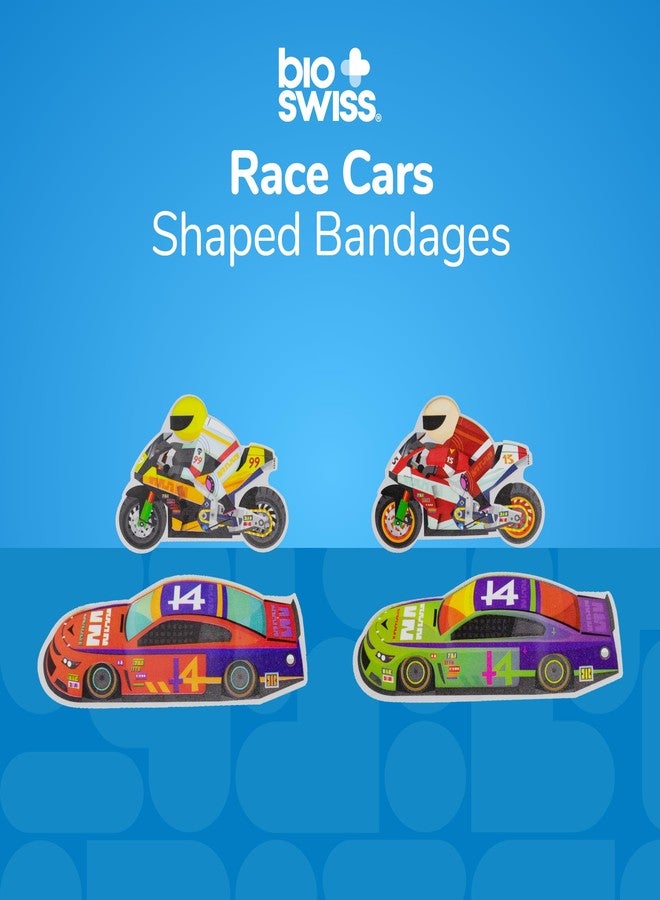 BioSwiss Bandages, Race Cars Shaped Self Adhesive Bandage Set, Latex Free, Sterile Wound Care, 50 Count - Image 3